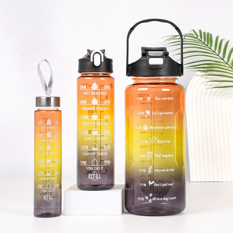 3-in-1 Plastic Straw Double Drink Translucent Outdoor Sports Bottle