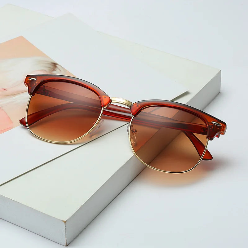 1-2PCS Sunglasses Men Women Brand Design Eye Sun Glasses Women Semi Rimless Classic Men Sunglasses Oculos De Sol UV400