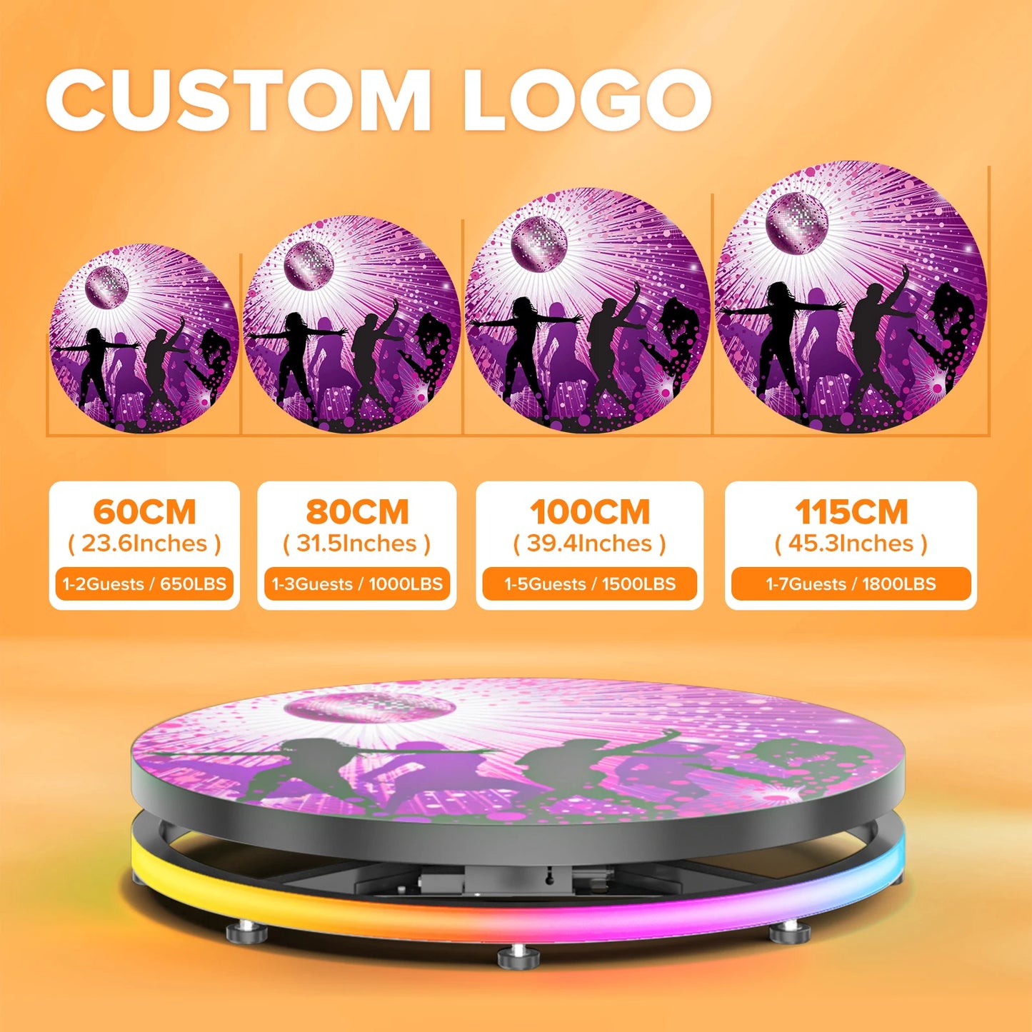360 Photo Booth for Events with Flight Case Automatic 360 Photo Booth Machine with RGB Ring Light APP/Remote Control for Parties