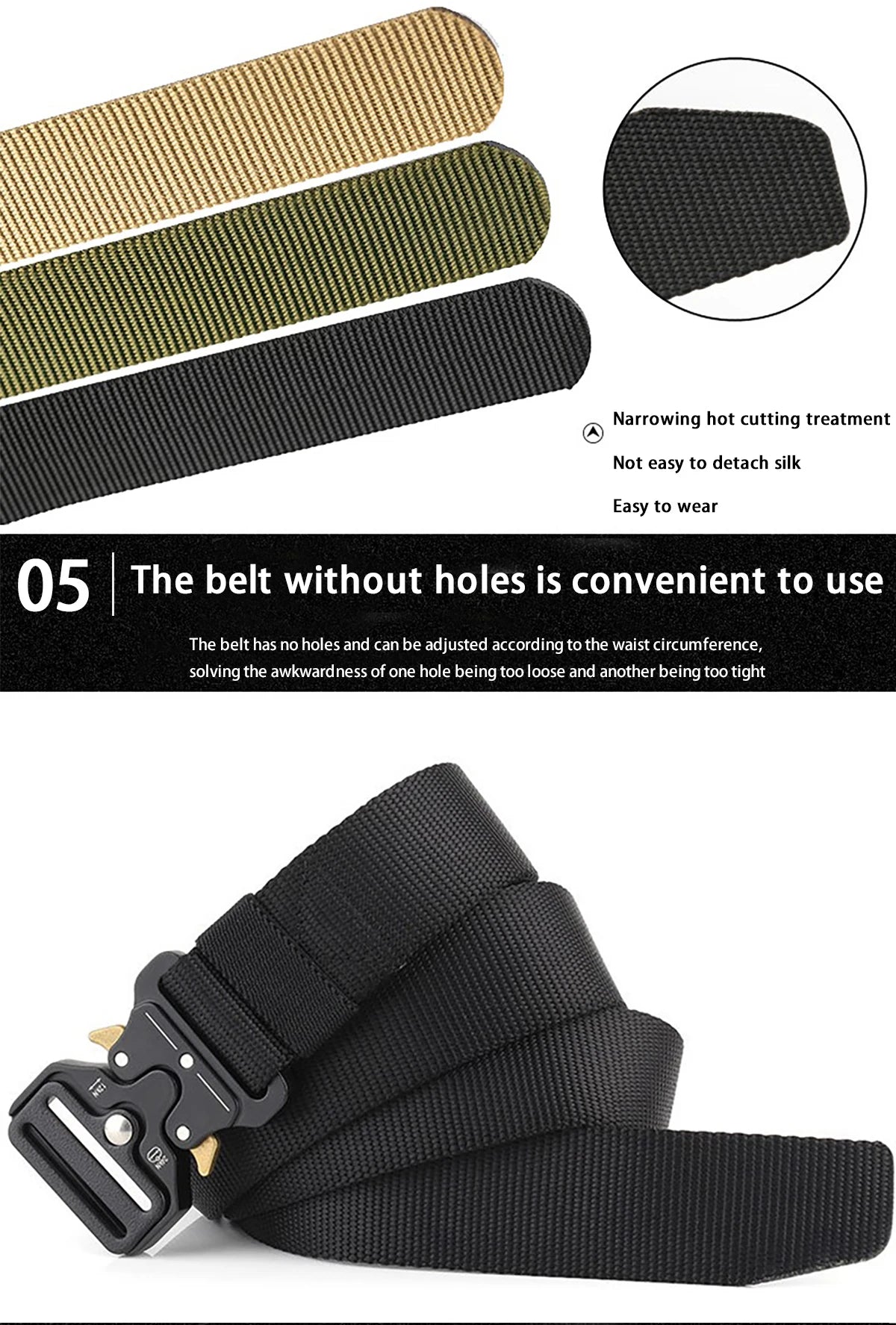 1pc Men's Belt Outdoor Hunting Tactical Mens Belt Multifunctional Combat Survival High Quality Canvas Nylon Mens Belt Sport Belt