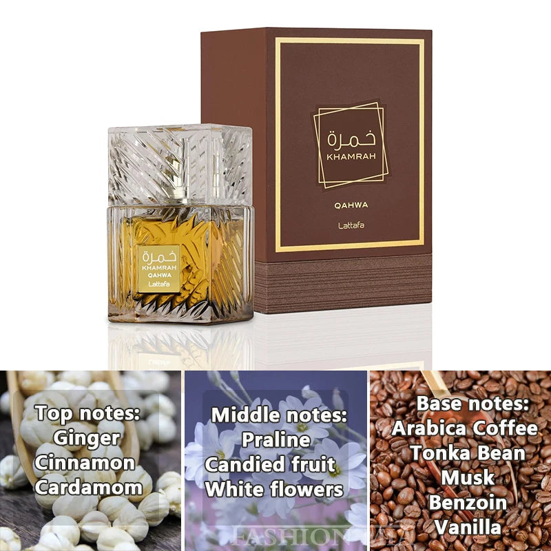 100ml Original Lattafa Khamrah Perfumes High Quality Qahwa Arabic Neutral Lasting Fragrance Cologne Perfume Christmas Gift 3.4oz
