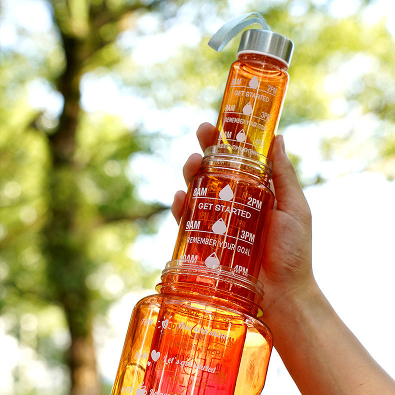 3-in-1 Plastic Straw Double Drink Translucent Outdoor Sports Bottle