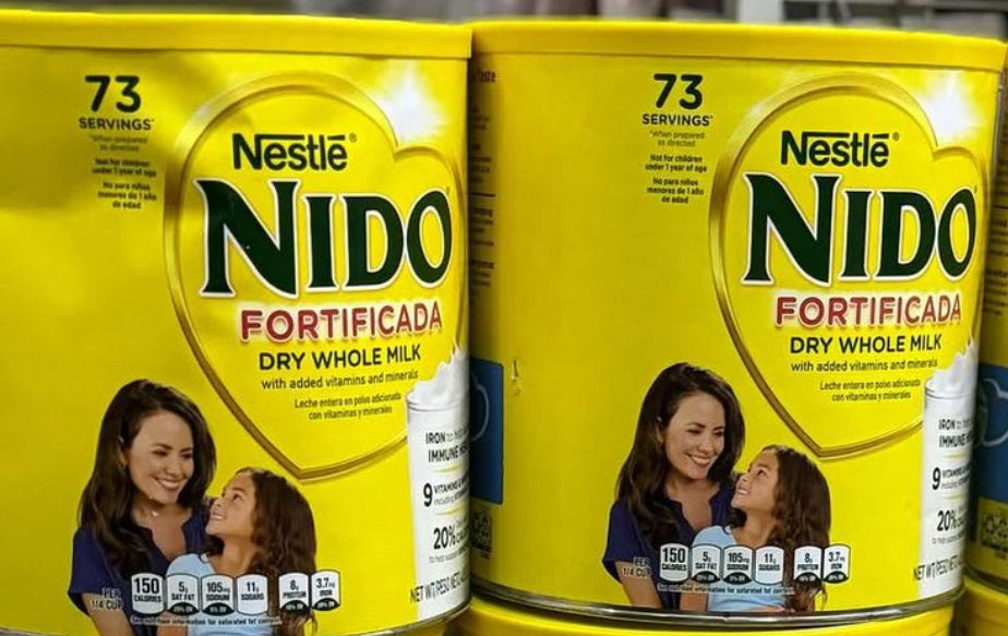 NIDO IS A POWDERED MILK BEVERAGE WITH VITAMINS AND MINERALS, FORTIFIED MILK WITH IRON TO HELP SUPPORT IMMUNE SYSTEM GOOD FOR ADULTS AND CHILDREN AS TWO VARIETIES 2packs
