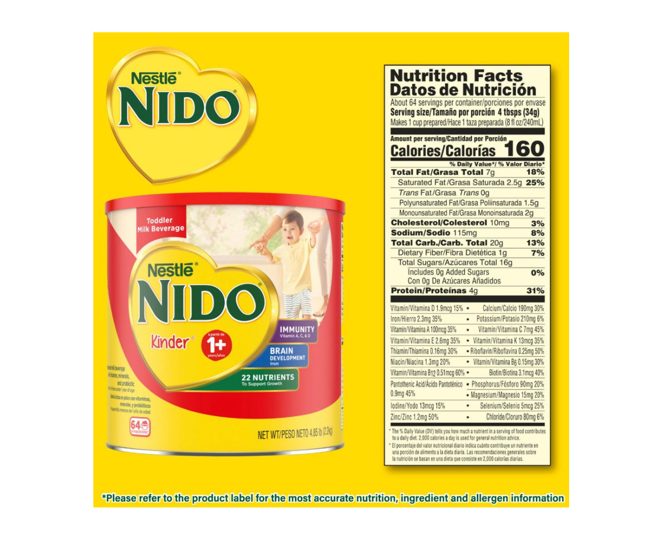 NIDO IS A POWDERED MILK BEVERAGE WITH VITAMINS AND MINERALS, FORTIFIED MILK WITH IRON TO HELP SUPPORT IMMUNE SYSTEM GOOD FOR ADULTS AND CHILDREN AS TWO VARIETIES 2packs