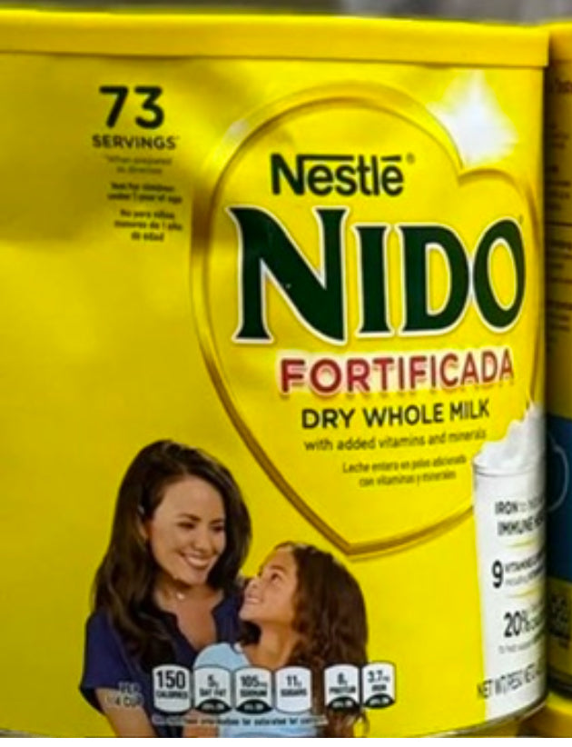 NIDO IS A POWDERED MILK BEVERAGE WITH VITAMINS AND MINERALS, FORTIFIED MILK WITH IRON TO HELP SUPPORT IMMUNE SYSTEM GOOD FOR ADULTS AND CHILDREN AS TWO VARIETIES 2packs
