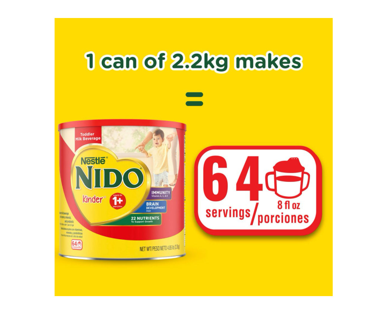 NIDO IS A POWDERED MILK BEVERAGE WITH VITAMINS AND MINERALS, FORTIFIED MILK WITH IRON TO HELP SUPPORT IMMUNE SYSTEM GOOD FOR ADULTS AND CHILDREN AS TWO VARIETIES 2packs