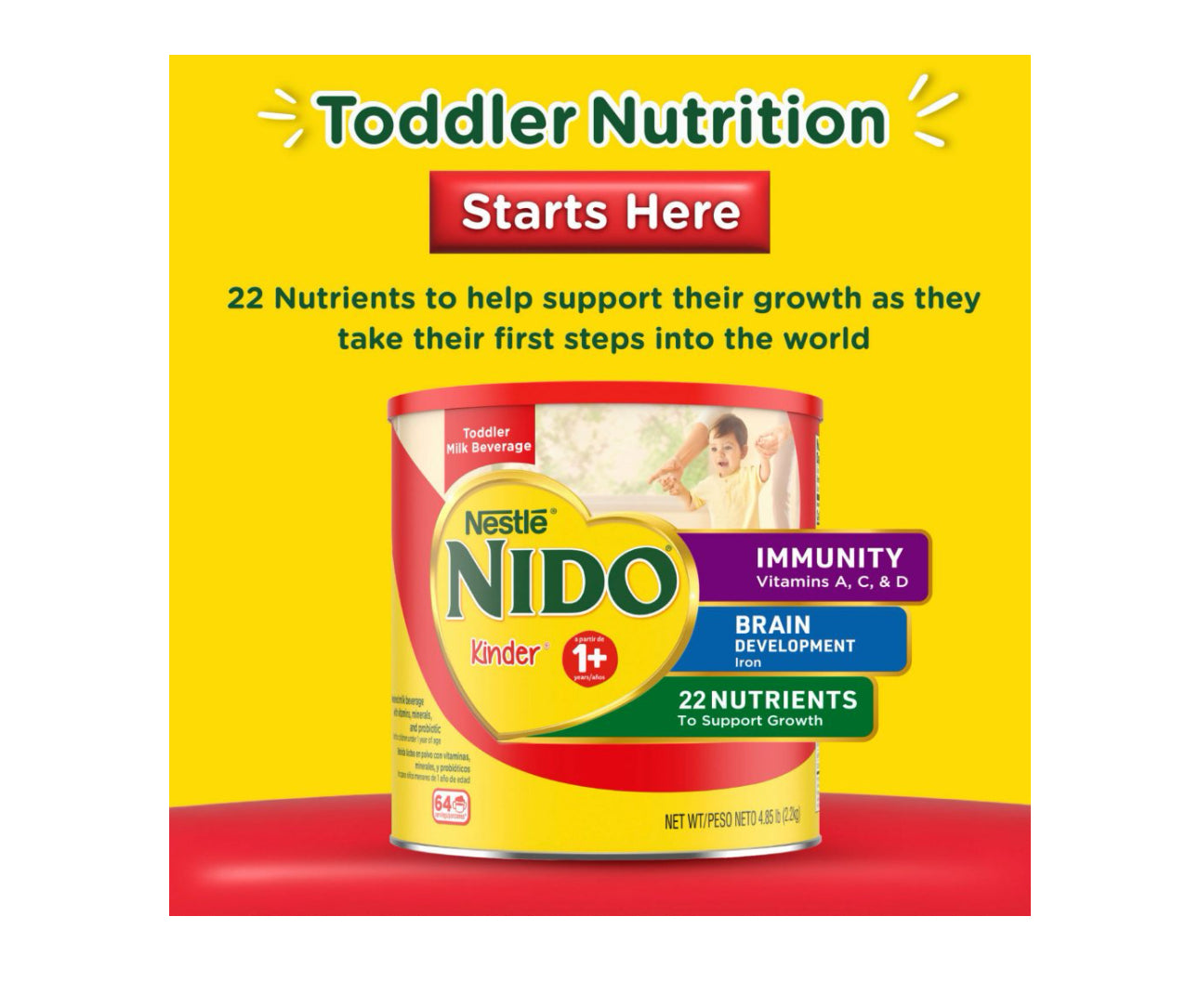 NIDO IS A POWDERED MILK BEVERAGE WITH VITAMINS AND MINERALS, FORTIFIED MILK WITH IRON TO HELP SUPPORT IMMUNE SYSTEM GOOD FOR ADULTS AND CHILDREN AS TWO VARIETIES 2packs
