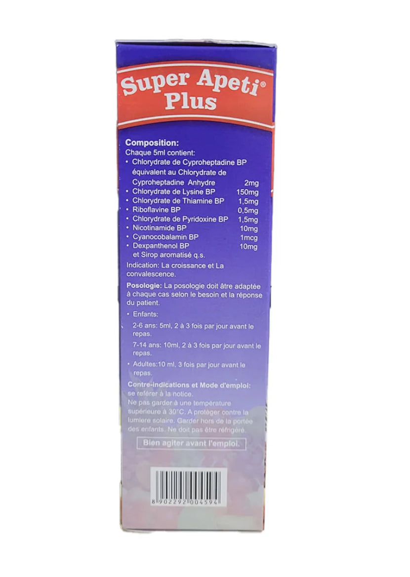 Super Apeti Plus Syrup 200ML - Case of 36 | Appetite Booster & Weight Gain Supplement