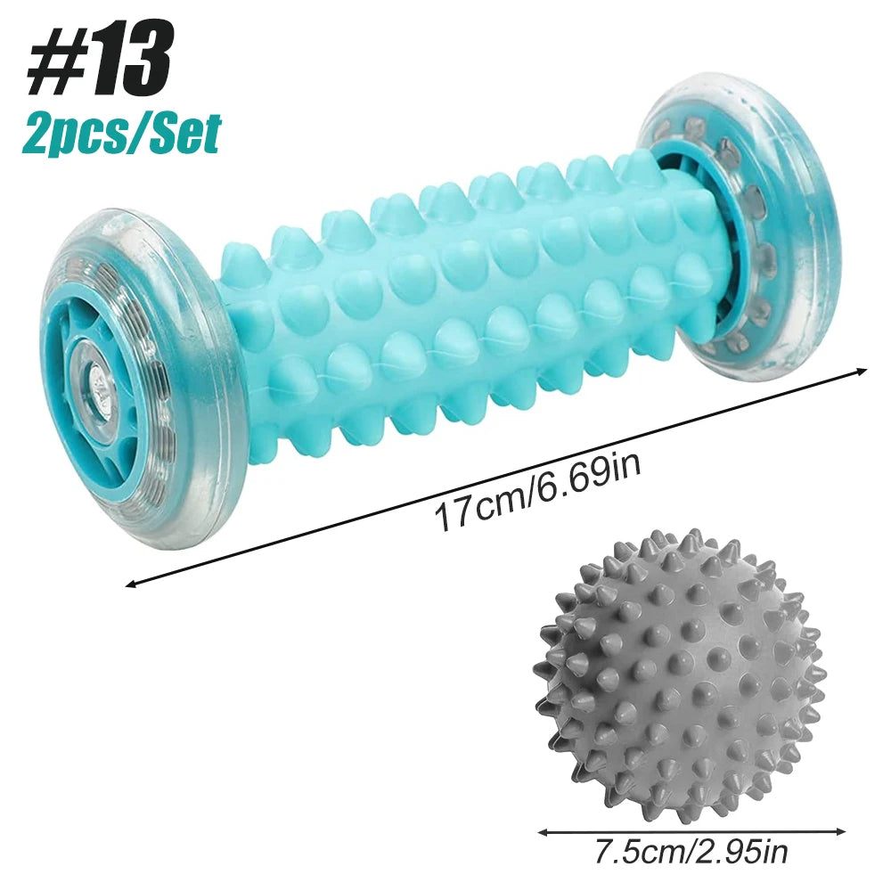 Manual Massage Roller and Spiky Ball Therapy Set for Foot arch Pain Massager, Plantar Fasciitis to Trigger Point Therapy