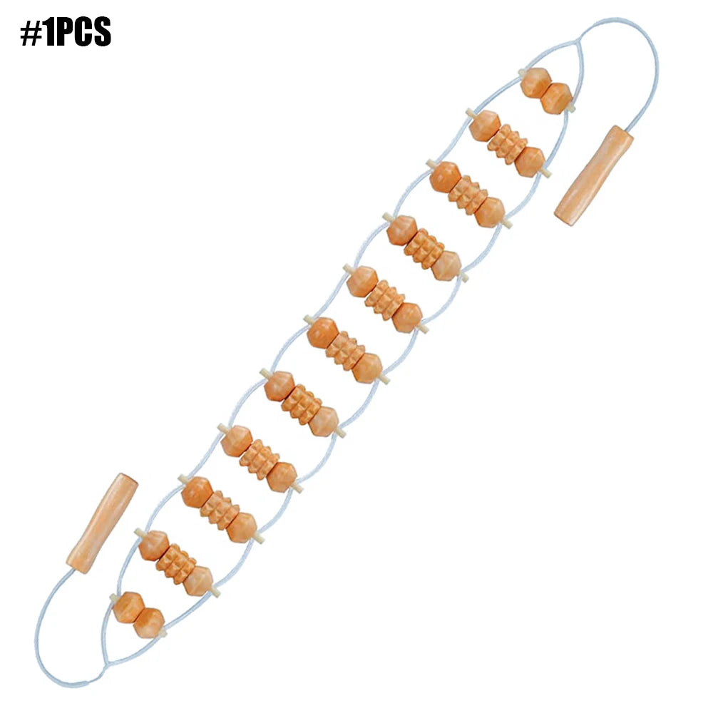 Wooden Back Massage Roller Rope Wood Therapy Massage Tools ,Wooden 9-wheel Massager,Lymphatic Drainage for Leg Back Pain Relief
