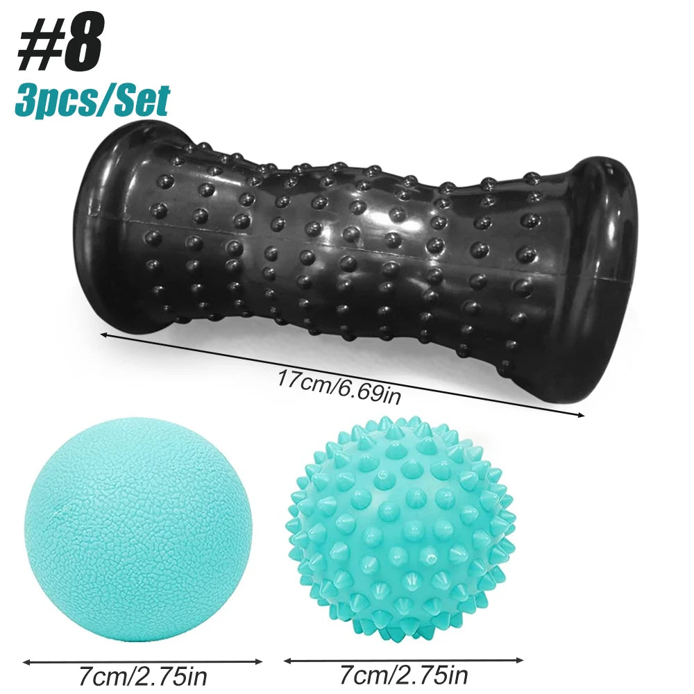 Manual Massage Roller and Spiky Ball Therapy Set for Foot arch Pain Massager, Plantar Fasciitis to Trigger Point Therapy