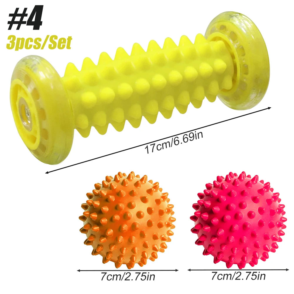 Manual Massage Roller and Spiky Ball Therapy Set for Foot arch Pain Massager, Plantar Fasciitis to Trigger Point Therapy