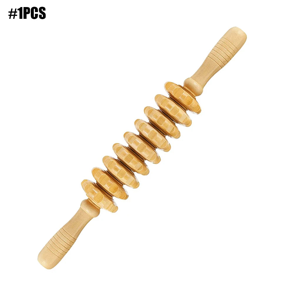 Wooden Back Massage Roller Rope Wood Therapy Massage Tools ,Wooden 9-wheel Massager,Lymphatic Drainage for Leg Back Pain Relief