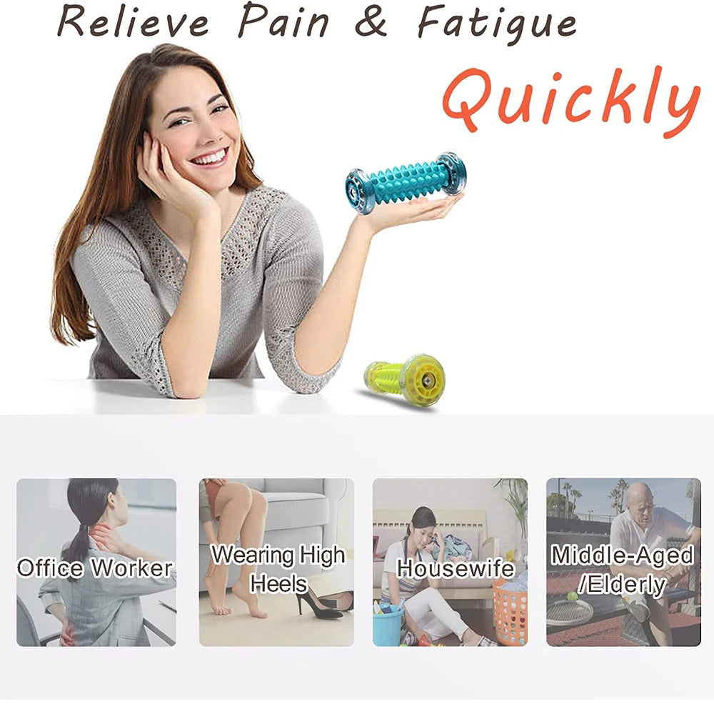Manual Massage Roller and Spiky Ball Therapy Set for Foot arch Pain Massager, Plantar Fasciitis to Trigger Point Therapy