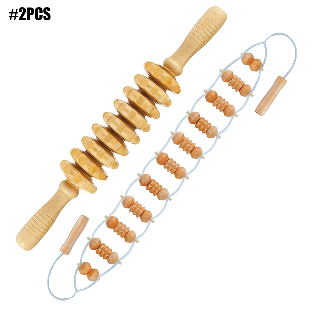 Wooden Back Massage Roller Rope Wood Therapy Massage Tools ,Wooden 9-wheel Massager,Lymphatic Drainage for Leg Back Pain Relief
