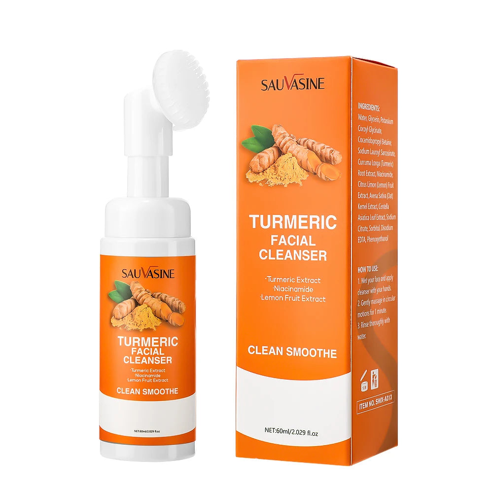60ML Turmeric Cleanser Deeply Cleansing Kojic Acid Blackhead Remover Skin Cleansing Oil Control Fade Acne Marks Brighten Foam