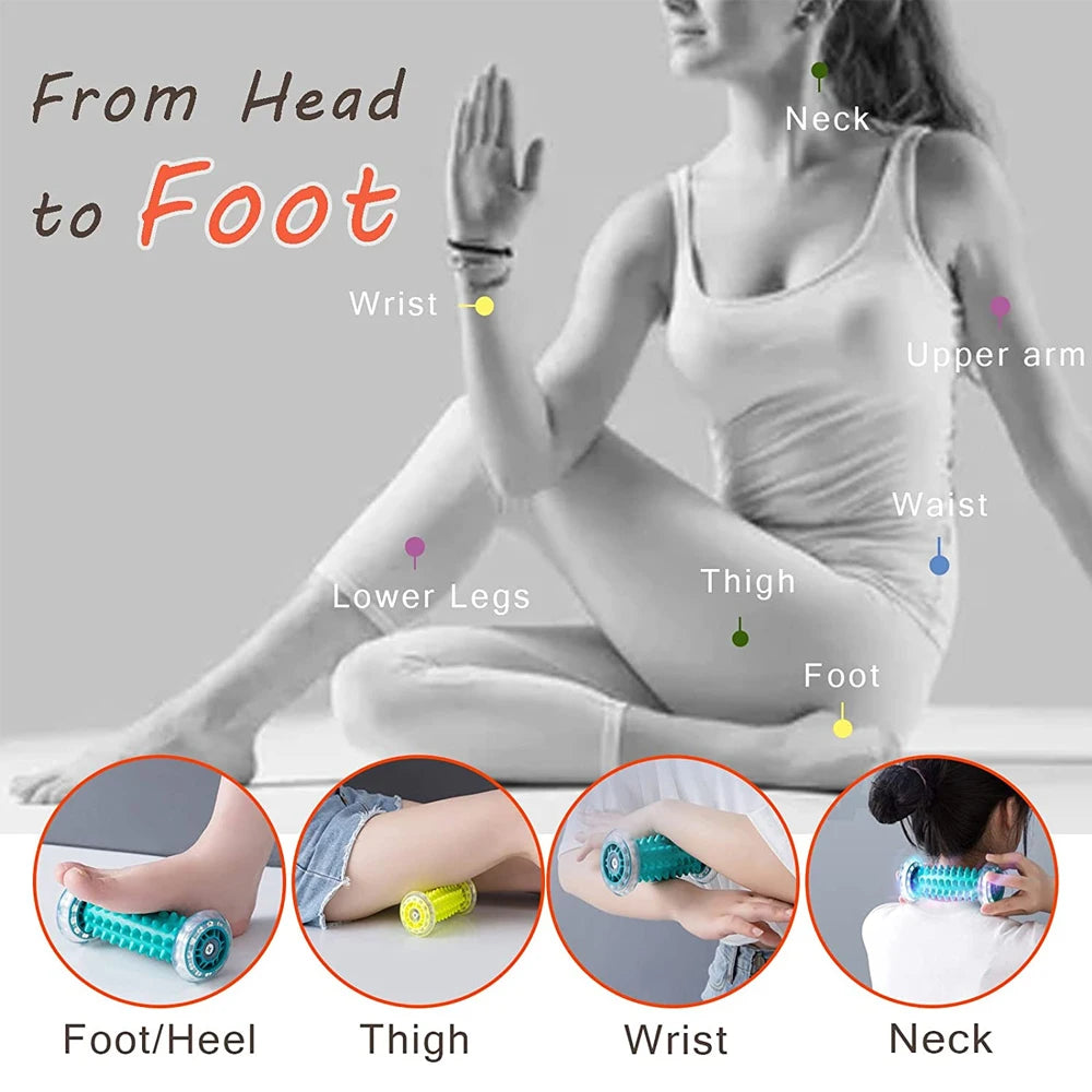 Manual Massage Roller and Spiky Ball Therapy Set for Foot arch Pain Massager, Plantar Fasciitis to Trigger Point Therapy