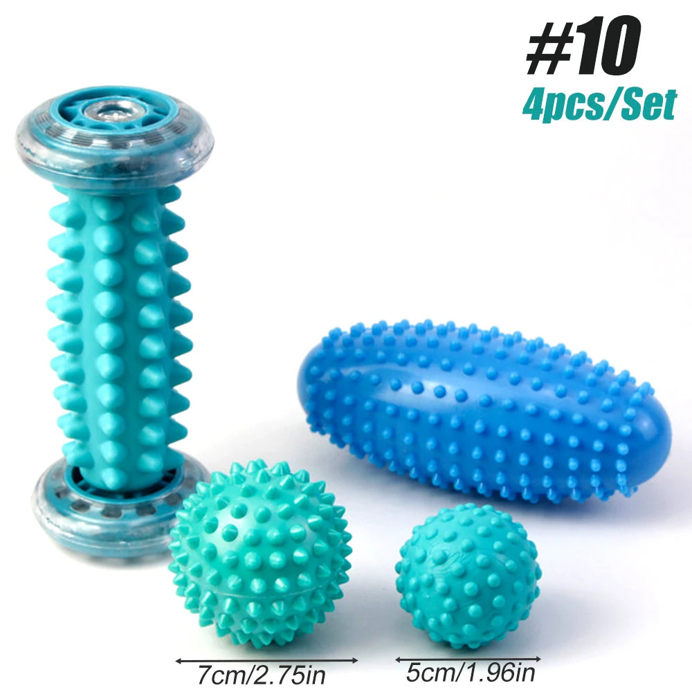 Manual Massage Roller and Spiky Ball Therapy Set for Foot arch Pain Massager, Plantar Fasciitis to Trigger Point Therapy