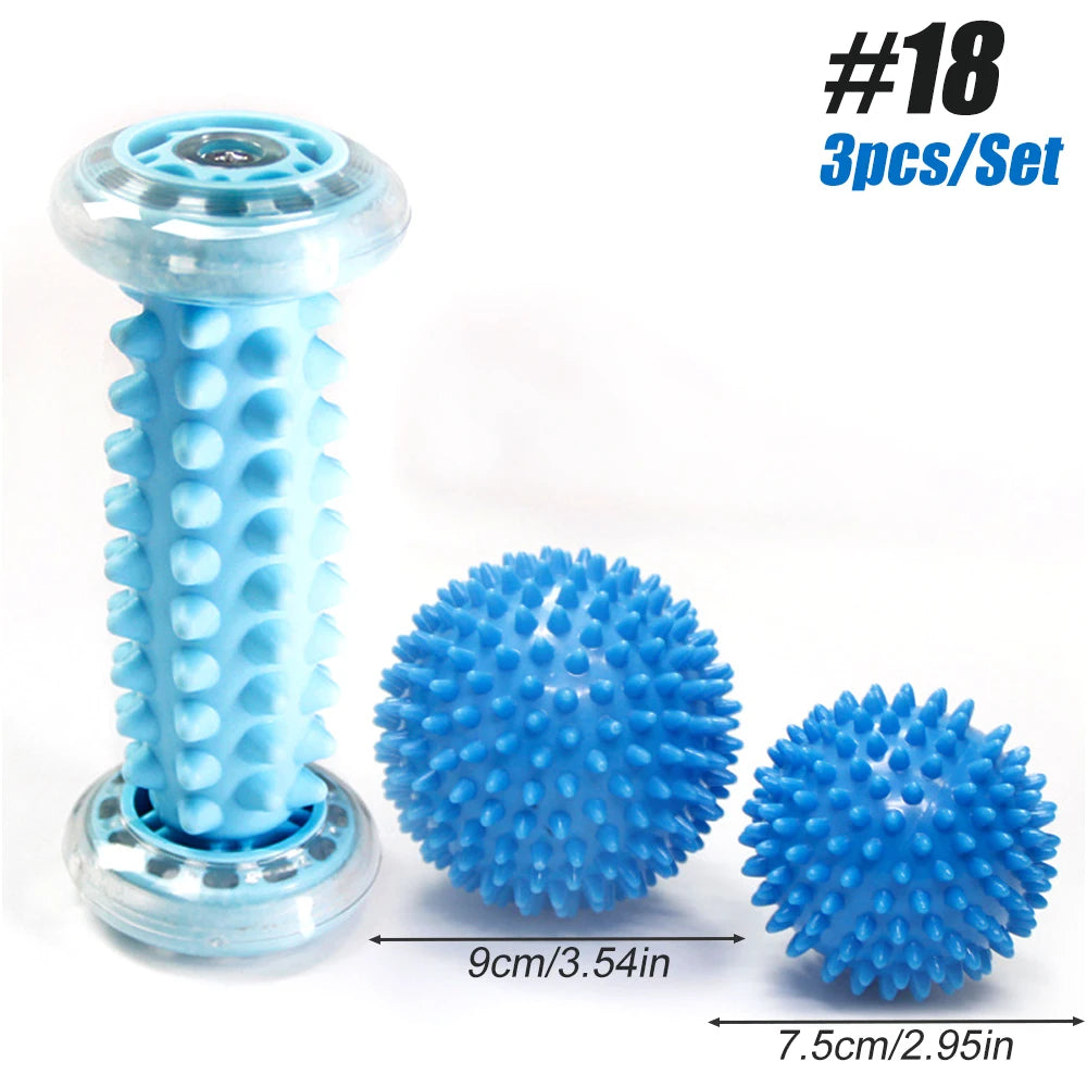 Manual Massage Roller and Spiky Ball Therapy Set for Foot arch Pain Massager, Plantar Fasciitis to Trigger Point Therapy