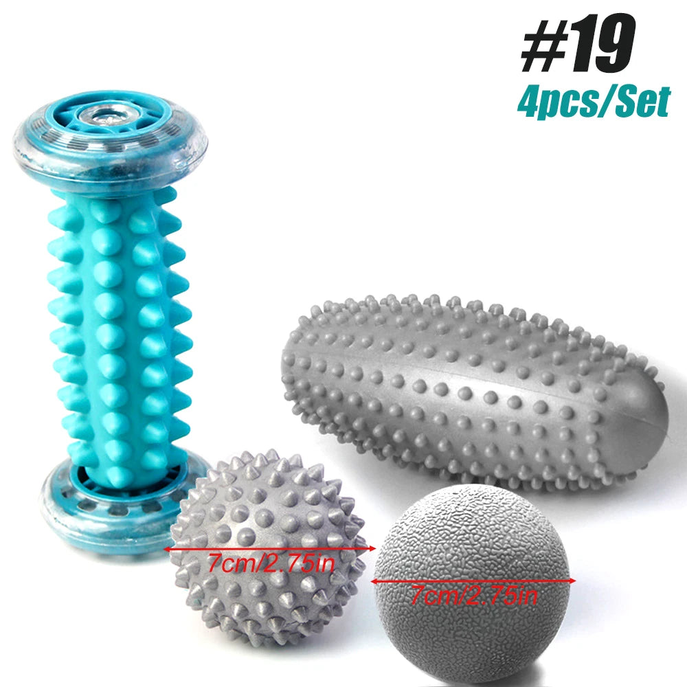 Manual Massage Roller and Spiky Ball Therapy Set for Foot arch Pain Massager, Plantar Fasciitis to Trigger Point Therapy