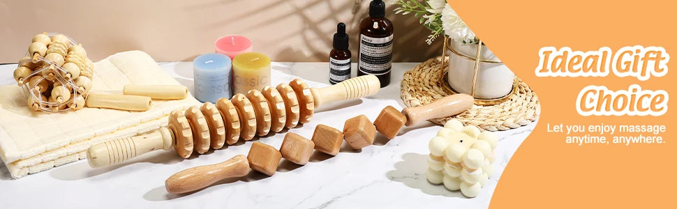 Wooden Back Massage Roller Rope Wood Therapy Massage Tools ,Wooden 9-wheel Massager,Lymphatic Drainage for Leg Back Pain Relief