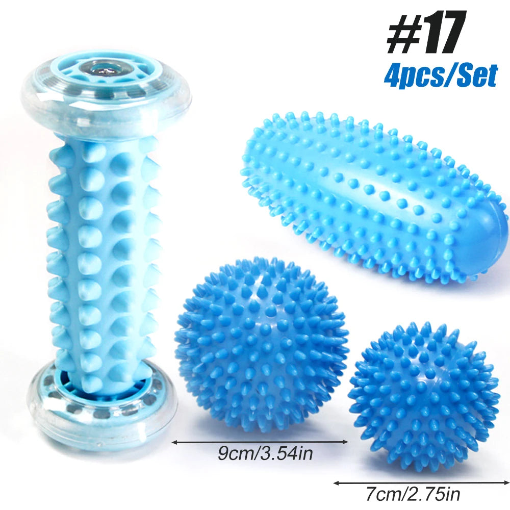 Manual Massage Roller and Spiky Ball Therapy Set for Foot arch Pain Massager, Plantar Fasciitis to Trigger Point Therapy