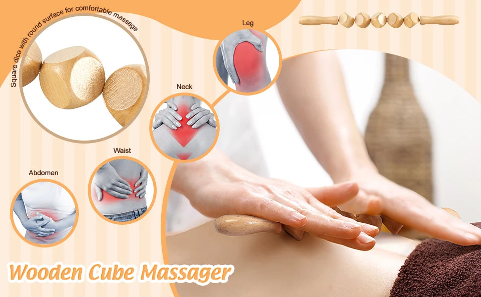 Wooden Back Massage Roller Rope Wood Therapy Massage Tools ,Wooden 9-wheel Massager,Lymphatic Drainage for Leg Back Pain Relief