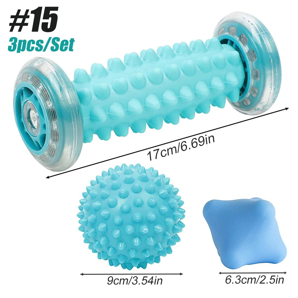Manual Massage Roller and Spiky Ball Therapy Set for Foot arch Pain Massager, Plantar Fasciitis to Trigger Point Therapy